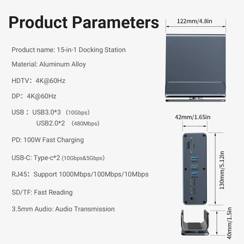 15 in 1 USB-C Docking Station